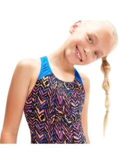 Speedo Splashback One Piece - Blue Flame/Boost Orange -Outlet Swim Goggles Pro Store 00262614740 5