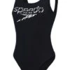 Speedo Logo Deep U-Back One Piece - Black -Outlet Swim Goggles Pro Store 123693503