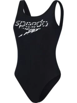 Speedo Logo Deep U-Back One Piece - Black