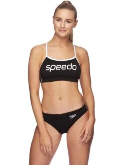 Speedo Crop Top - Black/White -Outlet Swim Goggles Pro Store 133053503 2