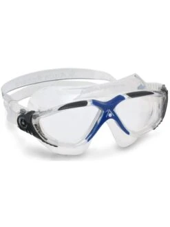 Aqua Sphere Vista Clear Swim Mask - Blue & Grey -Outlet Swim Goggles Pro Store aqua sphere vista dark grey clear lens swim mask 188080
