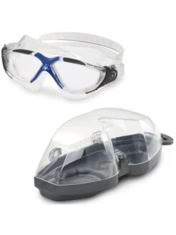 Aqua Sphere Vista Clear Swim Mask - Blue & Grey -Outlet Swim Goggles Pro Store aqua sphere vista dark grey clear lens swim mask 188080 5