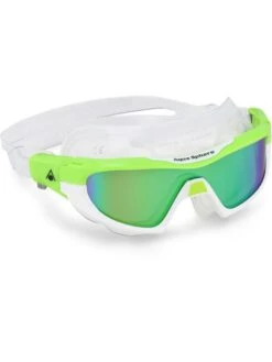 Aqua Sphere Vista Pro Titanium Mirror Goggles - Green & White -Outlet Swim Goggles Pro Store aqua sphere vista pro titanium mirror goggles green white 187030