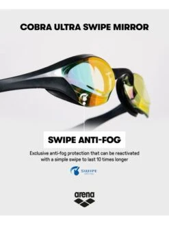 Arena Cobra Ultra Swipe Mirror Goggles - Yellow & Black -Outlet Swim Goggles Pro Store arena cobra ultra swipe mirror goggles yellow black 002507 350 21