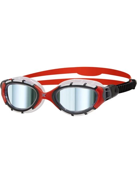 Zoggs Predator Flex Titanium Goggles Small Fit - Smoke Mirror/Clear/Red 3 Zoggs Predator Flex Titanium Goggles Small Fit - Smoke Mirror/Clear/Red